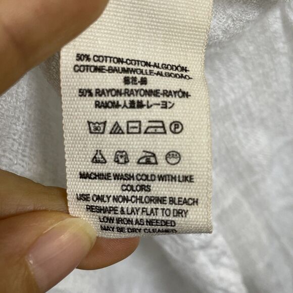 FREE PEOPLE Headed To The Highlands Women's Button Up White Blouse Top Sz M Boho - Picture 6 of 9